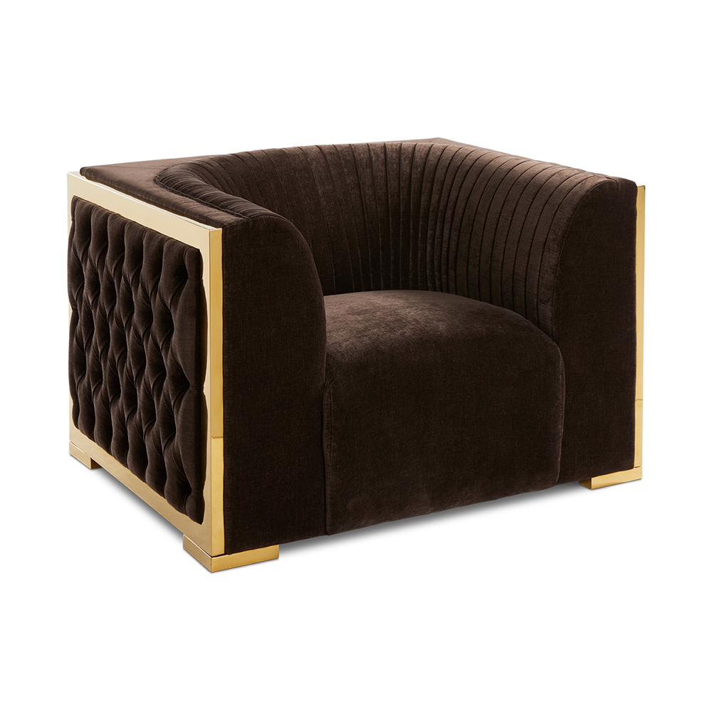 Bergen chair: Contessa-Java color gold steel finish